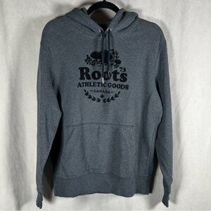 Roots Canada Kanga Pullover Hoodie with Velvet Logo - Size XS in Grey / Black
